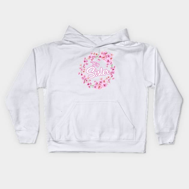 Big Sister with Flower Circle Youth Kids Hoodie by Saymen Design